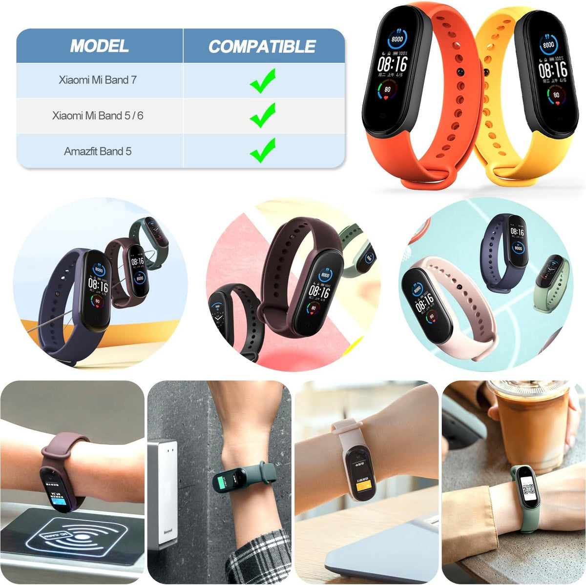 20 Pieces Strap Replacement Compatible with Xiaomi Mi Band 7/6 / 5 and Amazfit Band 5, Bands for Xiaomi Mi Band 7 Bracelet Wristbands Accessories for Mi Fit 6 Straps (20 Colors)