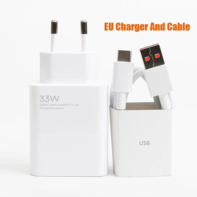 Original  Charger 33W Fast Turbo Charge 6A Type C Cable for Mi 10T POCO X3 NFC X4 Redmi K30 K40 Note 9 10 11 Pro