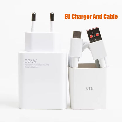 Original  Charger 33W Fast Turbo Charge 6A Type C Cable for Mi 10T POCO X3 NFC X4 Redmi K30 K40 Note 9 10 11 Pro
