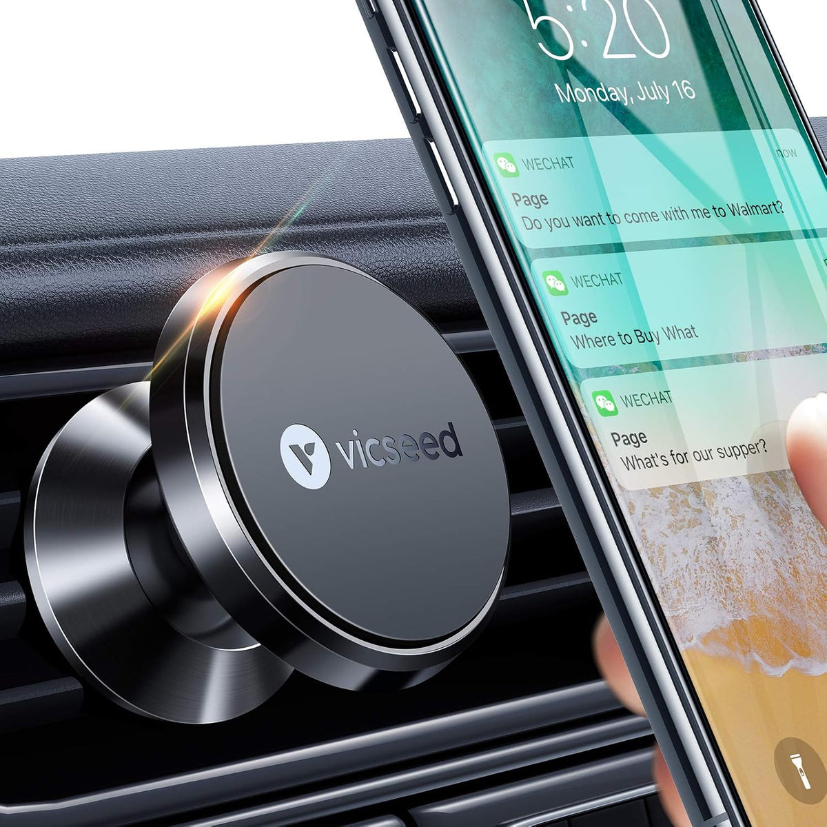 Dainty Magnetic Phone Holder for Car - Strong Power Integrated Cast-Iron Vent Phone Magnet for Car Phone Mount 360° Rotation Fit for All Cell Phones, Cases