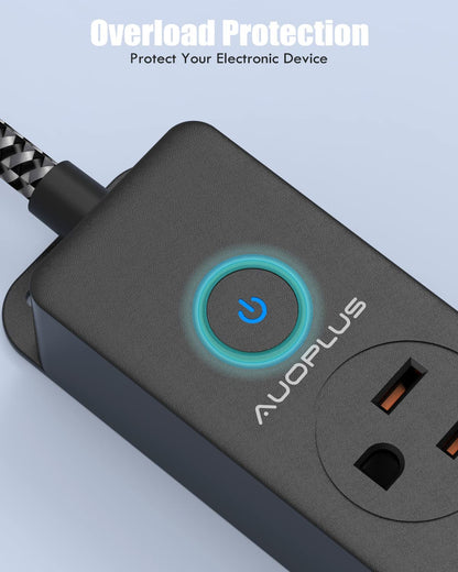Surge Protector Power Strip with USB C Ports 10FT Braided Extension Cord