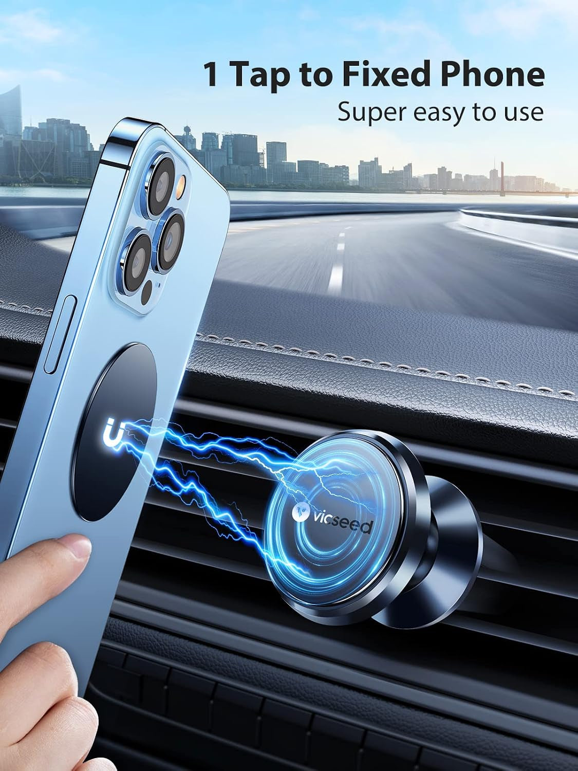 Dainty Magnetic Phone Holder for Car - Strong Power Integrated Cast-Iron Vent Phone Magnet for Car Phone Mount 360° Rotation Fit for All Cell Phones, Cases