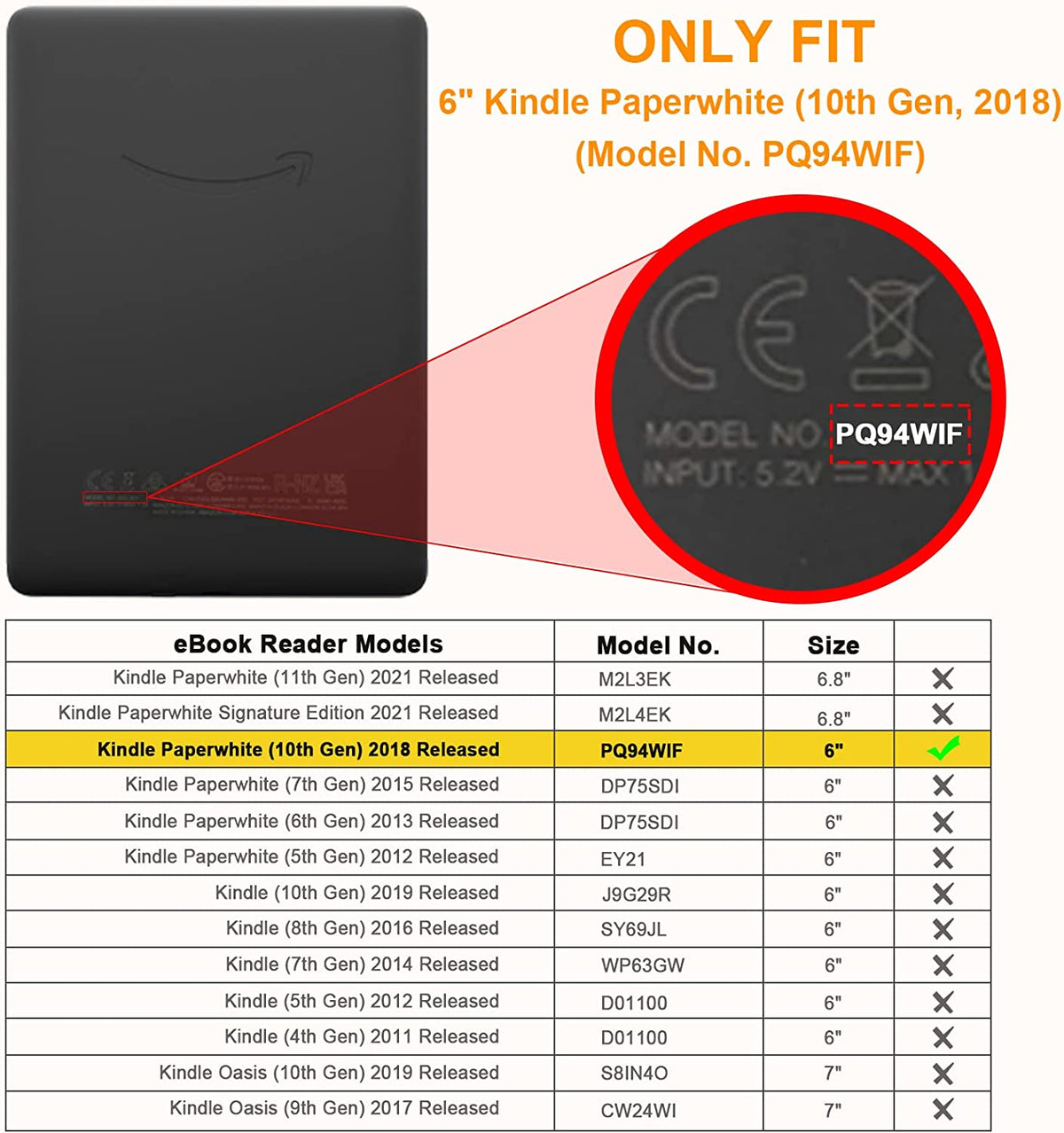 Slimshell Case for 6" Kindle Paperwhite 10Th Gen 2018, Starry Night